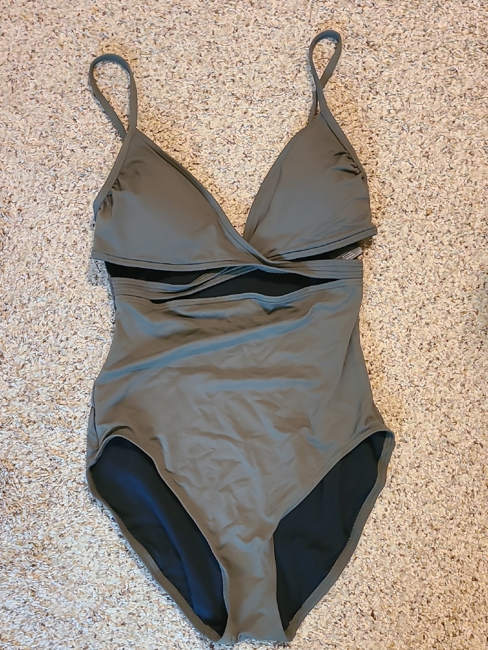 Vince Camuto Olive One-Piece Swimsuit with Cutout Band